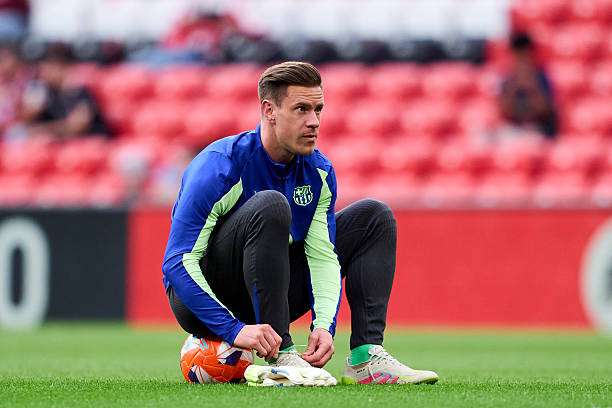 Bilbao Spain Marc Andre Ter Stegen Of Fc Barcelona Looks On Prior To The Laliga Match Between