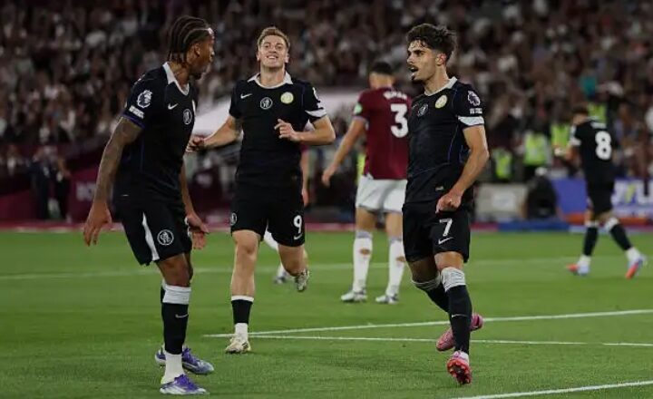 latest scores:Chelsea 5-1 West Ham
