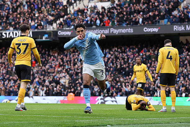 Manchester England Omar Marmoush Of Manchester City Celebrates After Scoring Their First Goal